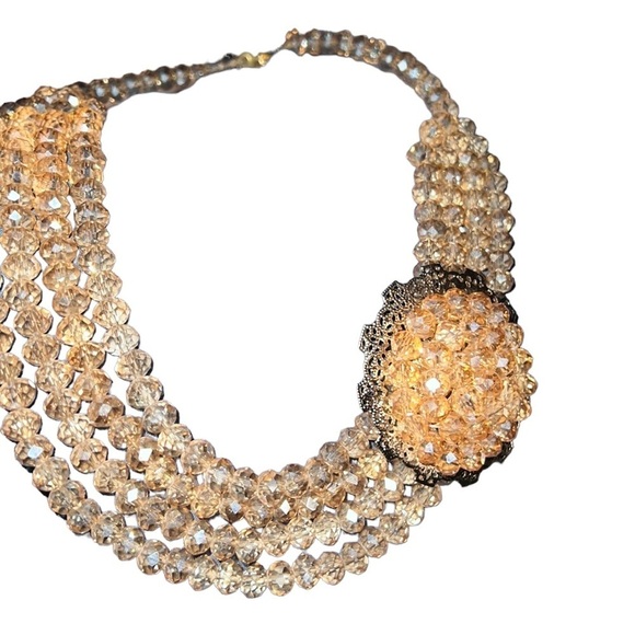 Fashion Hand crafted Multi Layered Crystal glass Beaded  Necklace - Picture 17 of 17